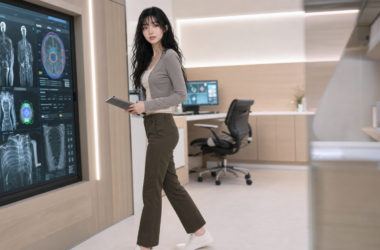 Aver reviews AI-assisted medical imaging scans in a diagnostic review suite
