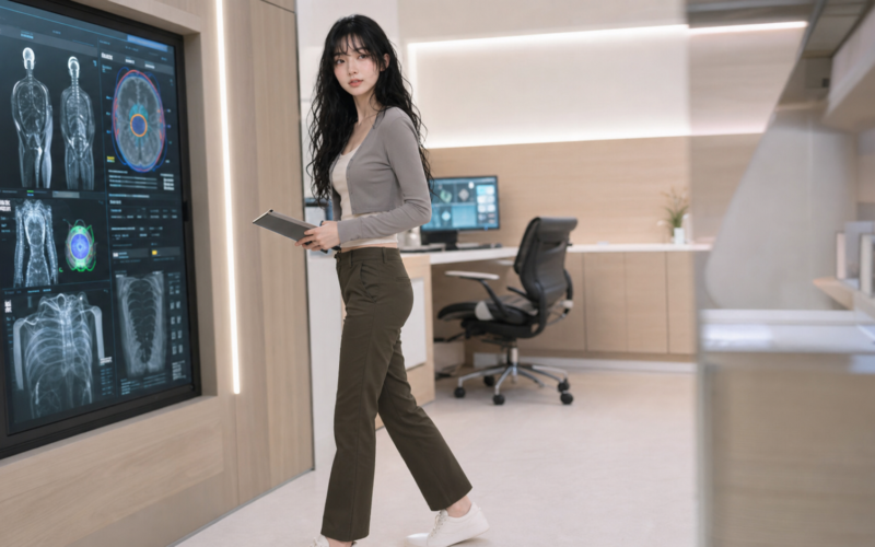 Aver reviews AI-assisted medical imaging scans in a diagnostic review suite