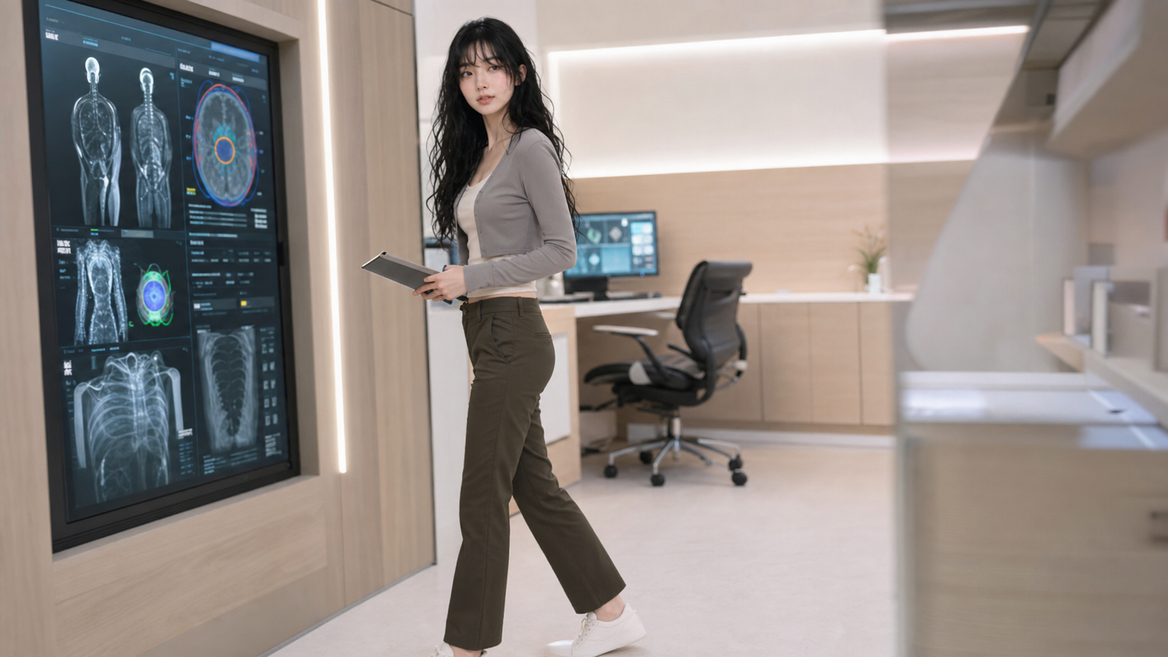 Aver reviews AI-assisted medical imaging scans in a diagnostic review suite