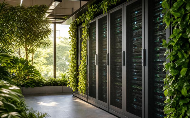 Energy-efficient healthcare data infrastructure with green server racks