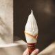 Cremia premium Japanese soft-serve ice cream in a langue de chat cookie cone