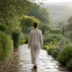 A person walks along a rain-washed garden path surrounded by new green growth, representing patient progress and grace.